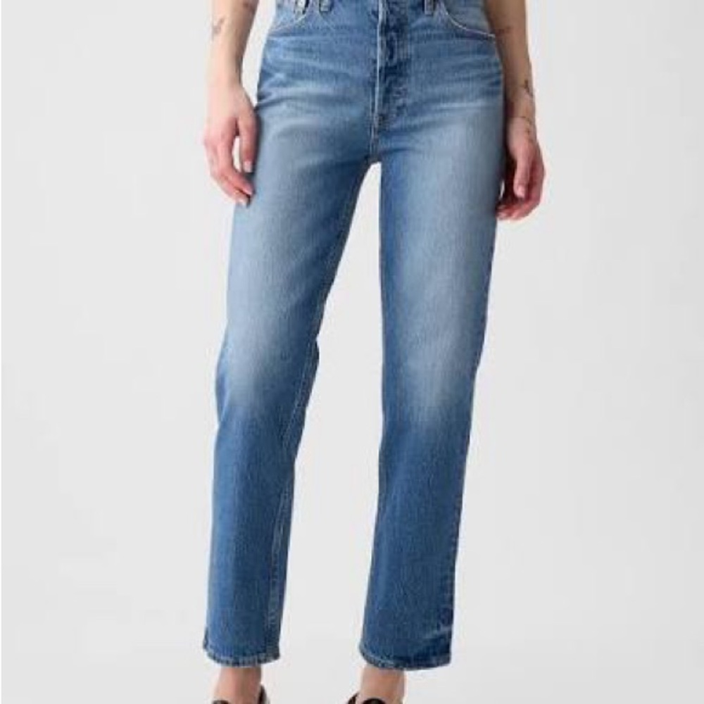 GAP Women's Cheeky Straight High Rise Blue Jeans